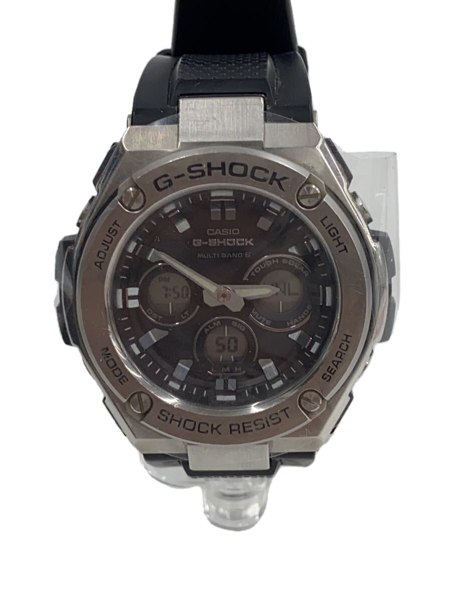【中古】CASIO◆ソーラーウオッチ/デジアナ/天然ゴム/BLK/BLK/SS/GST-W310【服飾雑貨他】