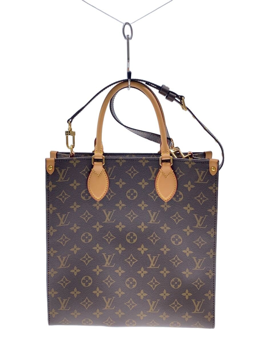 【中古】LOUIS VUITTON◆サック・プラPM_モノグラム・帆布/ショルダーバッグ/なめし革/BRW/モノグラム/M45848【御徒面子】