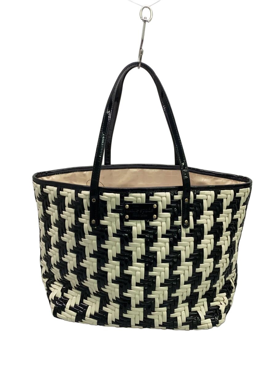 【中古】kate spade new york◆編み込みトートバッグ/PVC/BLK/照合のしるし【御徒面子】