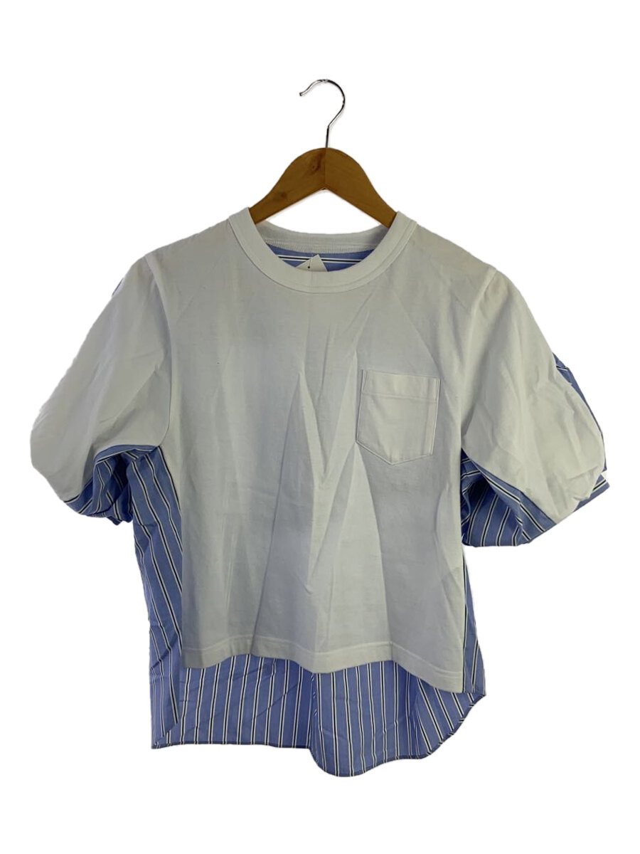 【中古】sacai◆D2/cotton Poplin Cotton Jersey T-Shirt/プルオーバー/縞模様/24-07311//【レディースお召しもの】
