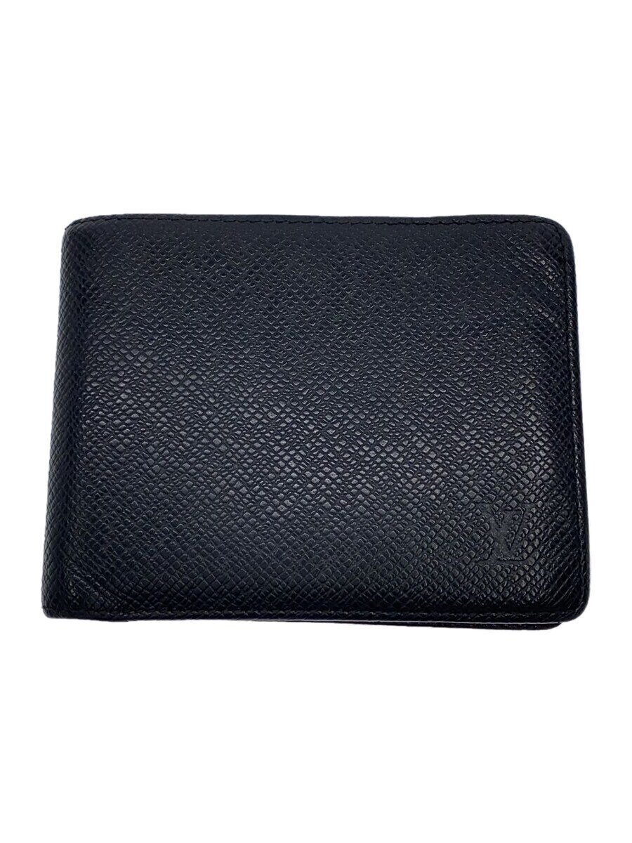 【中古】LOUIS VUITTON◆ポルト・ビエ・6カルト・クレディ_タイガ_BLK/レザー/BLK/メンズ【服飾雑貨他】