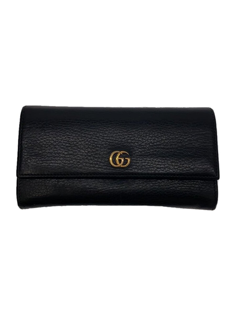 【中古】GUCCI◆長サイフ_GGマーモント/なめし革/BLK/メンズ//【服飾雑貨他】