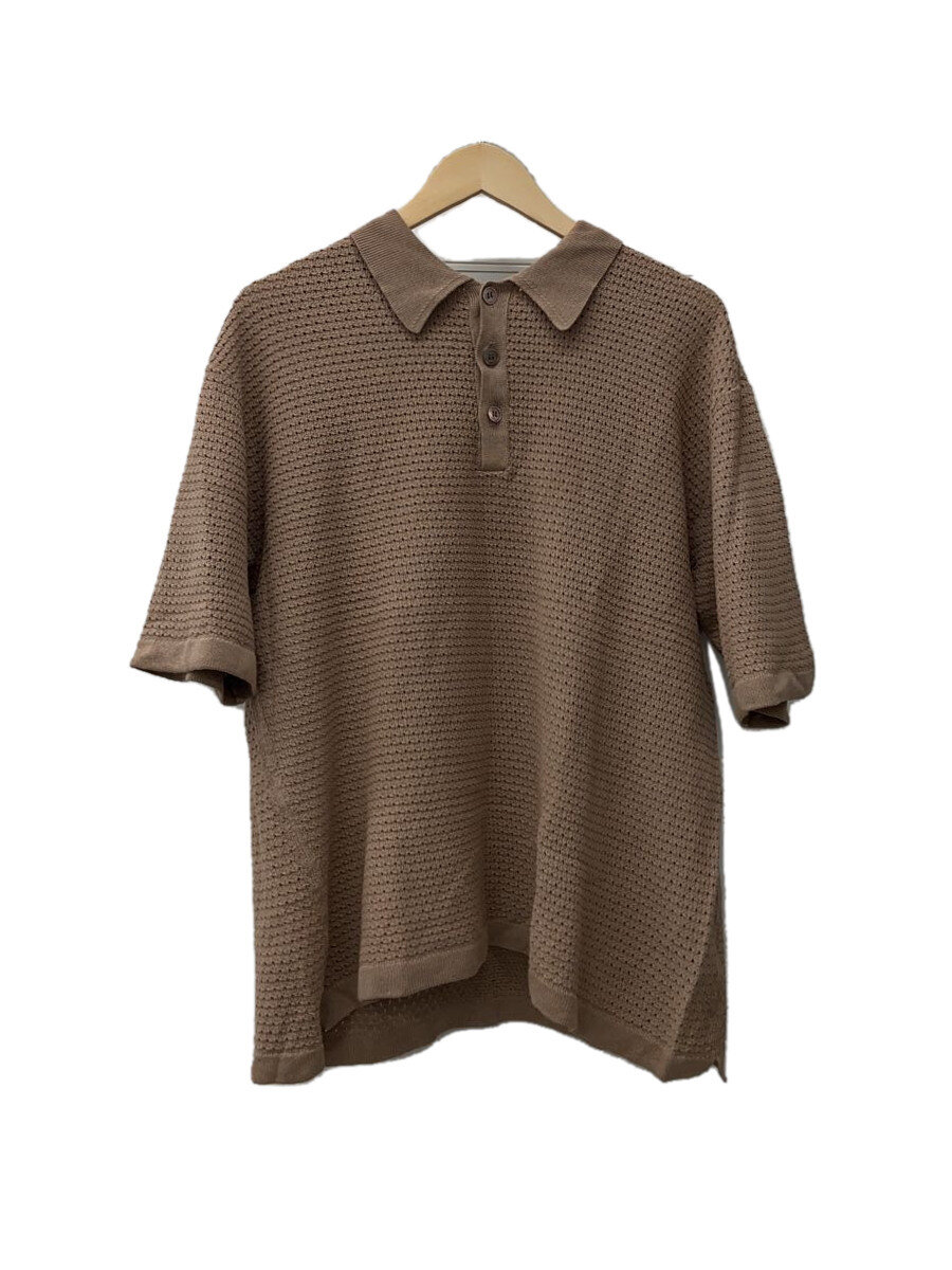 【中古】BATONER◆24SS/KNIT POLO/3/人絹/CML/無地/BN-24SM-055【メンズウェア】