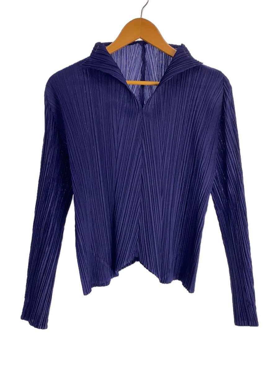 【中古】PLEATS PLEASE ISSEY MIYAKE◆長袖カットソー/3/ポリエステル/NVY/PP23-JJ182【レディース御召しもの】