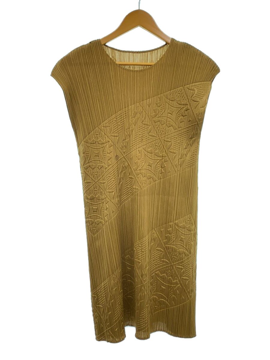 【中古】PLEATS PLEASE ISSEY MIYAKE◆半袖衣装/3/ポリエステル/CML/PP21-JT615【レディース御召しもの】