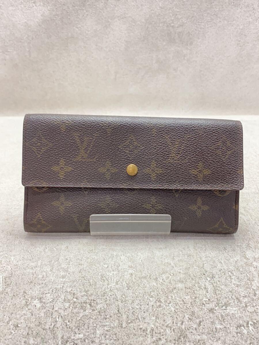 【中古】LOUIS VUITTON◆ポルト・トレゾール・インターナショナル_モノグラム・帆布_BRW/PVC/BRW/レディース【服飾雑貨他】