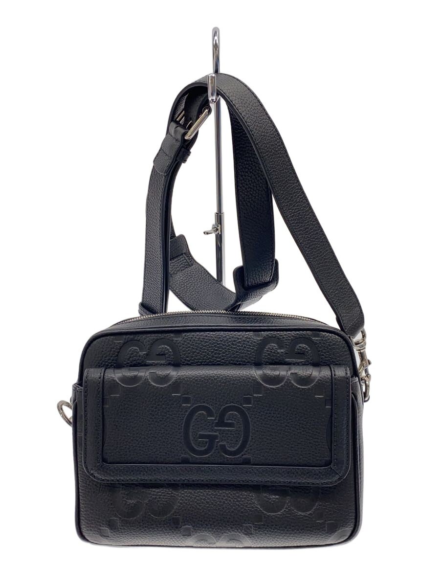 【中古】GUCCI◆ジャンボGGスモールクロスボディバッグ/ショルダーバッグ/なめし革/BLK/794088/イタリア製//【御徒面子】