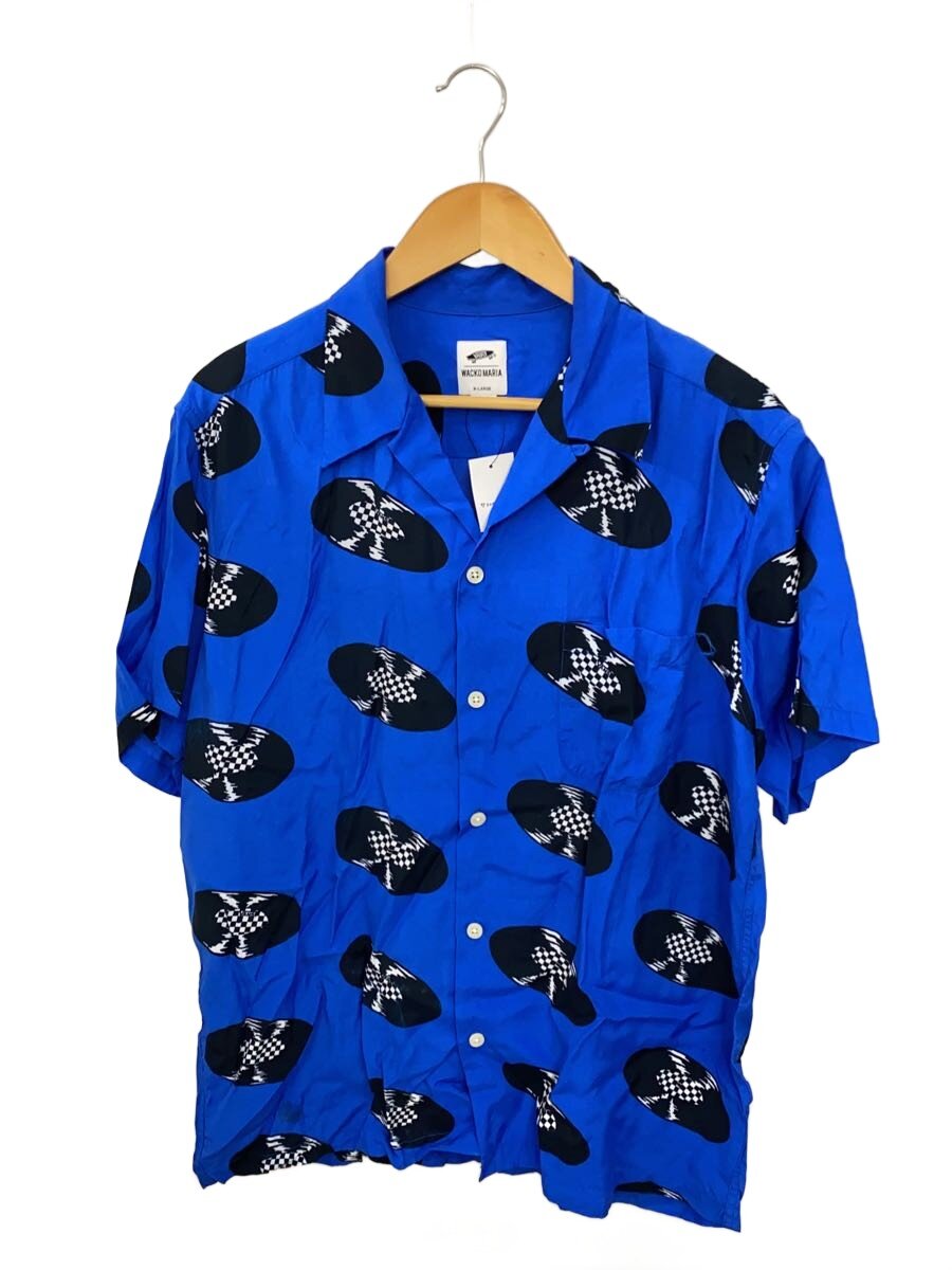 【中古】WACKO MARIA◆アロハシャツ/XL/人絹/BLU/無地//【メンズウェア】