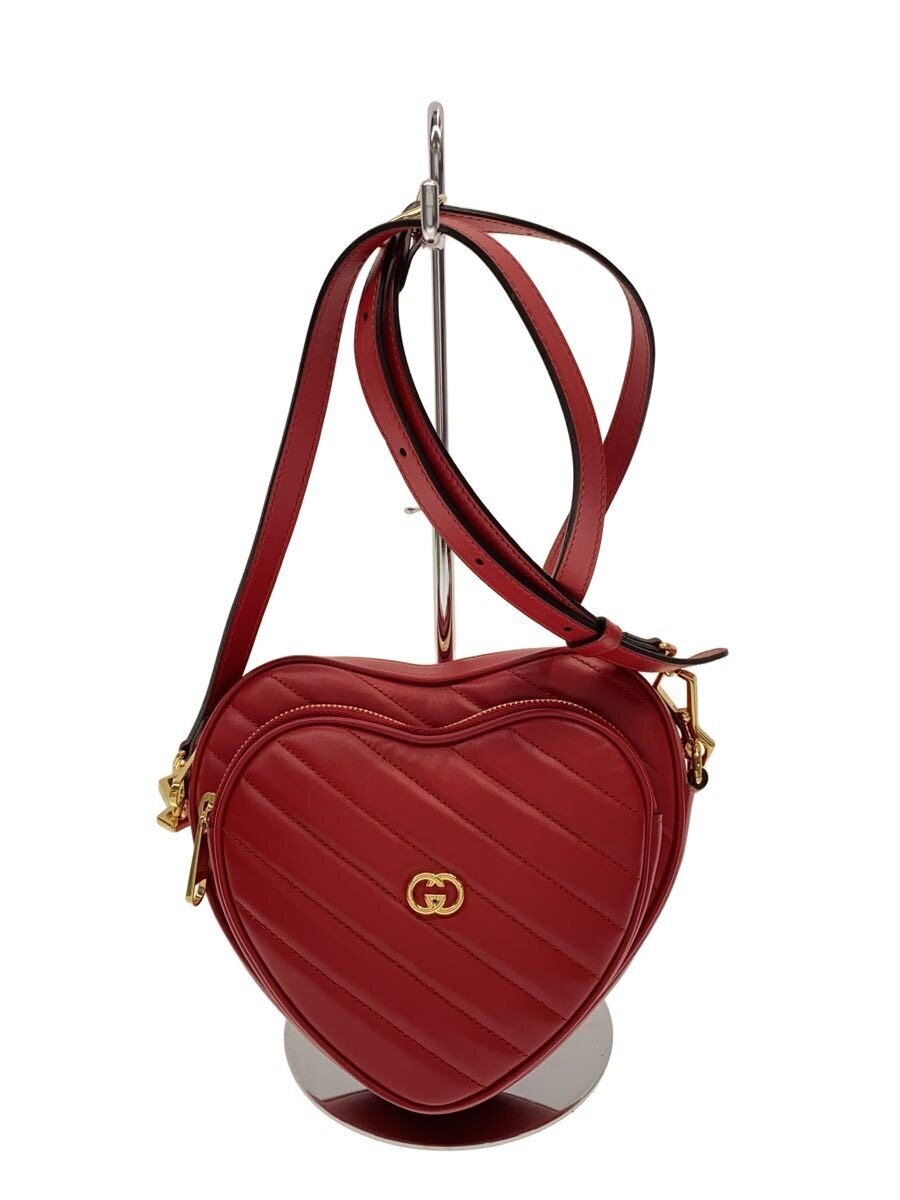 【中古】GUCCI◆ショルダーバッグ/なめし革/RED/無地//【御徒面子】