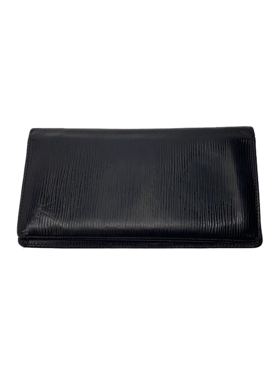 【中古】LOUIS VUITTON◆2)ポルト・フォイユ・ブラザ_エピ_BLK/レザー/BLK/メンズ【服飾雑貨他】
