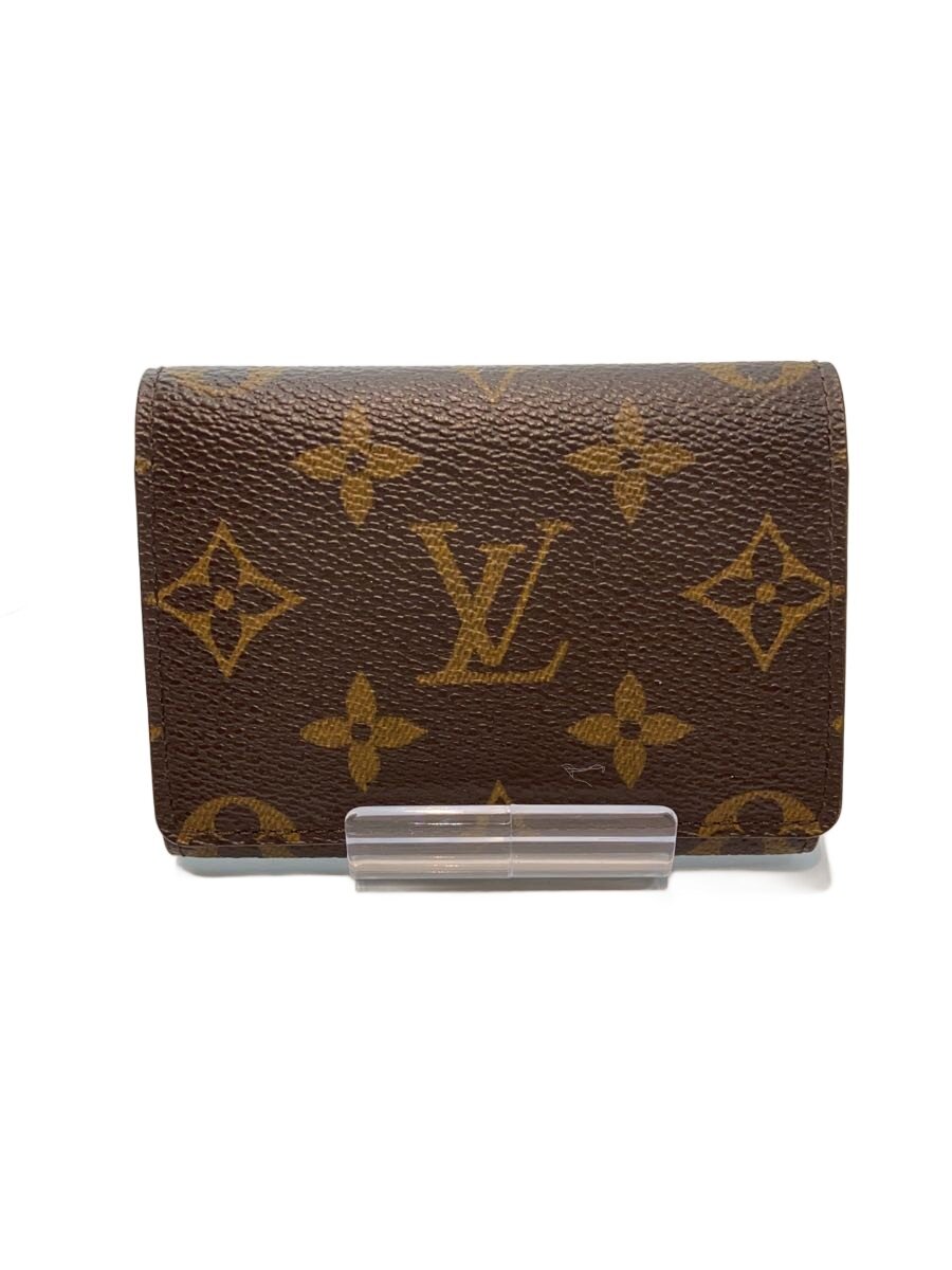 【中古】LOUIS VUITTON◆アンヴェロップ・カルトドゥヴィジット_モノグラム・帆布_BRW/なめし革/BRW/総柄/小母さん【服飾雑貨他】