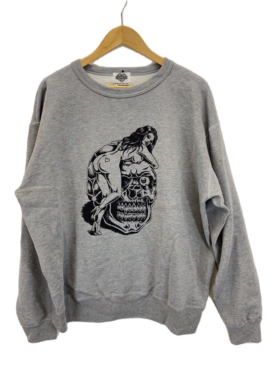 【中古】TATTOO STUDIO YAMADA◆EIKI GRAPHIC SWEAT/SKULL/汗水/XXL/綿織物/GRY/刷り上げる//【メンズウェア】