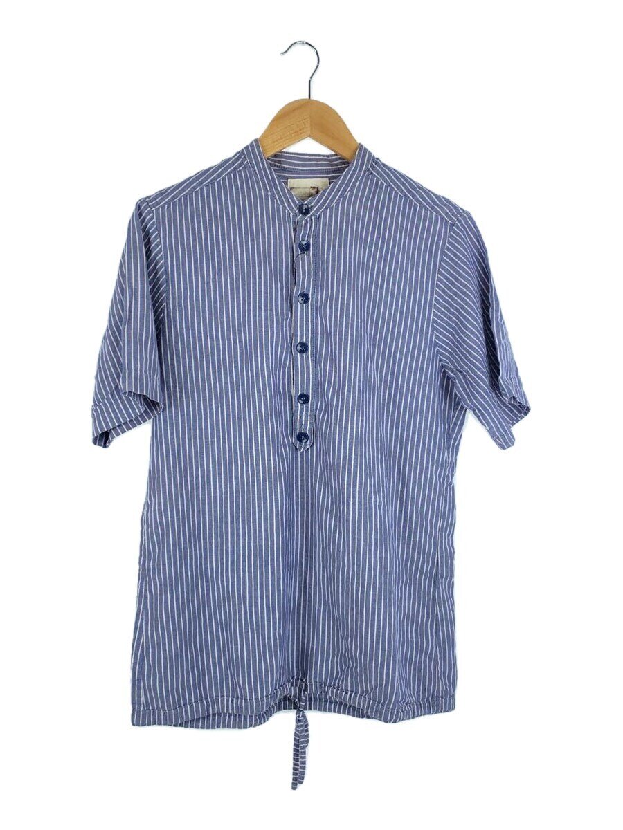 【中古】FRANKLEDER◆半袖プルオーバー/--/綿織物/BLU/縞模様/M010 04//【メンズウェア】