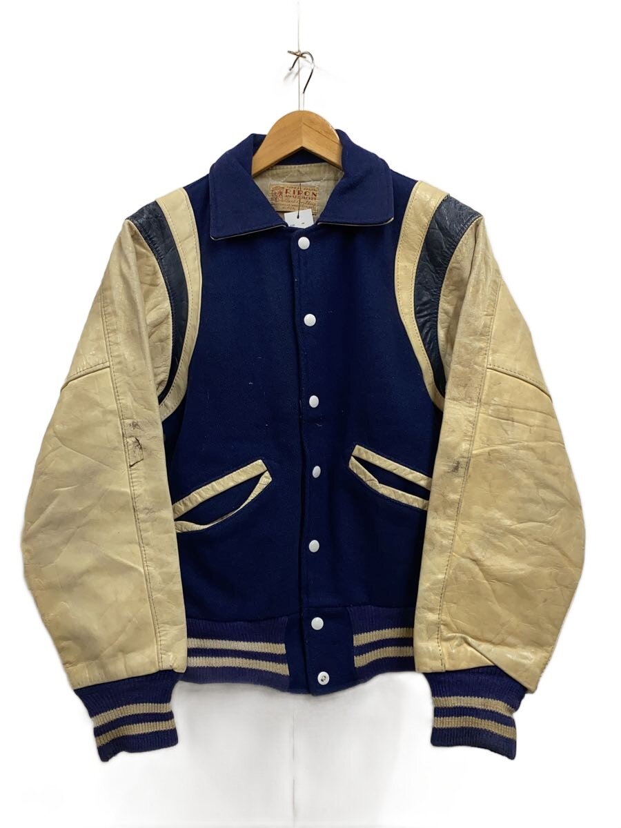 【中古】40s/襟スタ/袖なめし革うつり変わり/Ripon/スタジャン/--/羊毛/NVY//【メンズウェア】