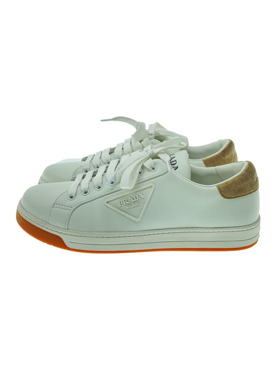 【中古】PRADA◆３角形ロゴタイプ/ローカットスニーカー/38.5/WHT/1E748N【シューズ】