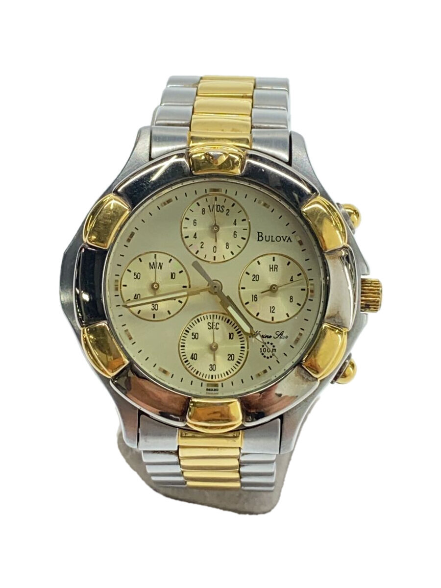 【中古】BULOVA◆石英ウオッチ/アナログ/WHT/SLV//【服飾雑貨他】