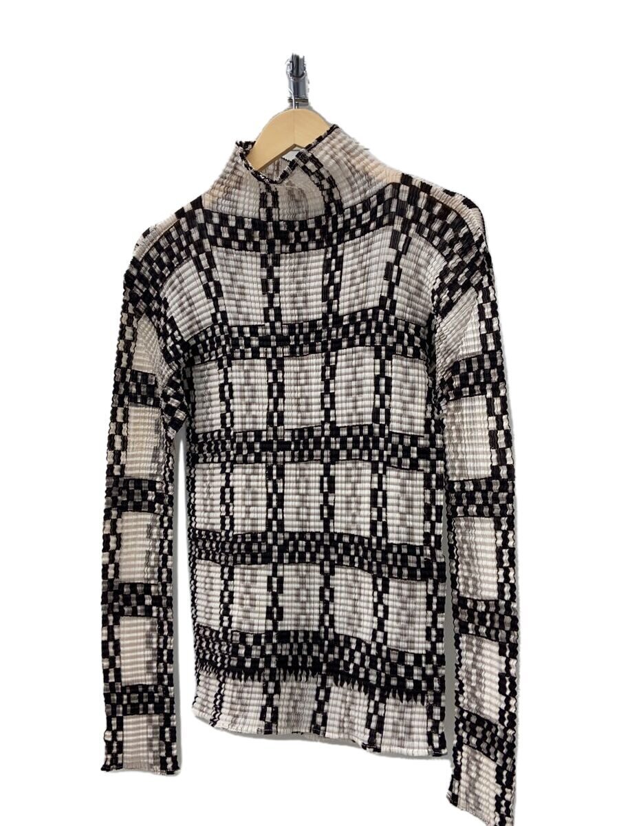 【中古】ISSEY MIYAKE◆鎖柄ハイネックプリーツカットソー/M/ポリエステル/BEG/総柄/IM71-FJ947【レディース御召しもの】