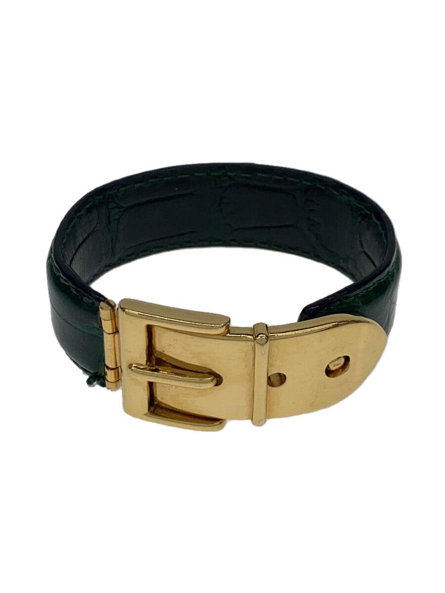【中古】GUCCI◆ベルトモチーフレザーバングル/--/GRN【服飾雑貨他】