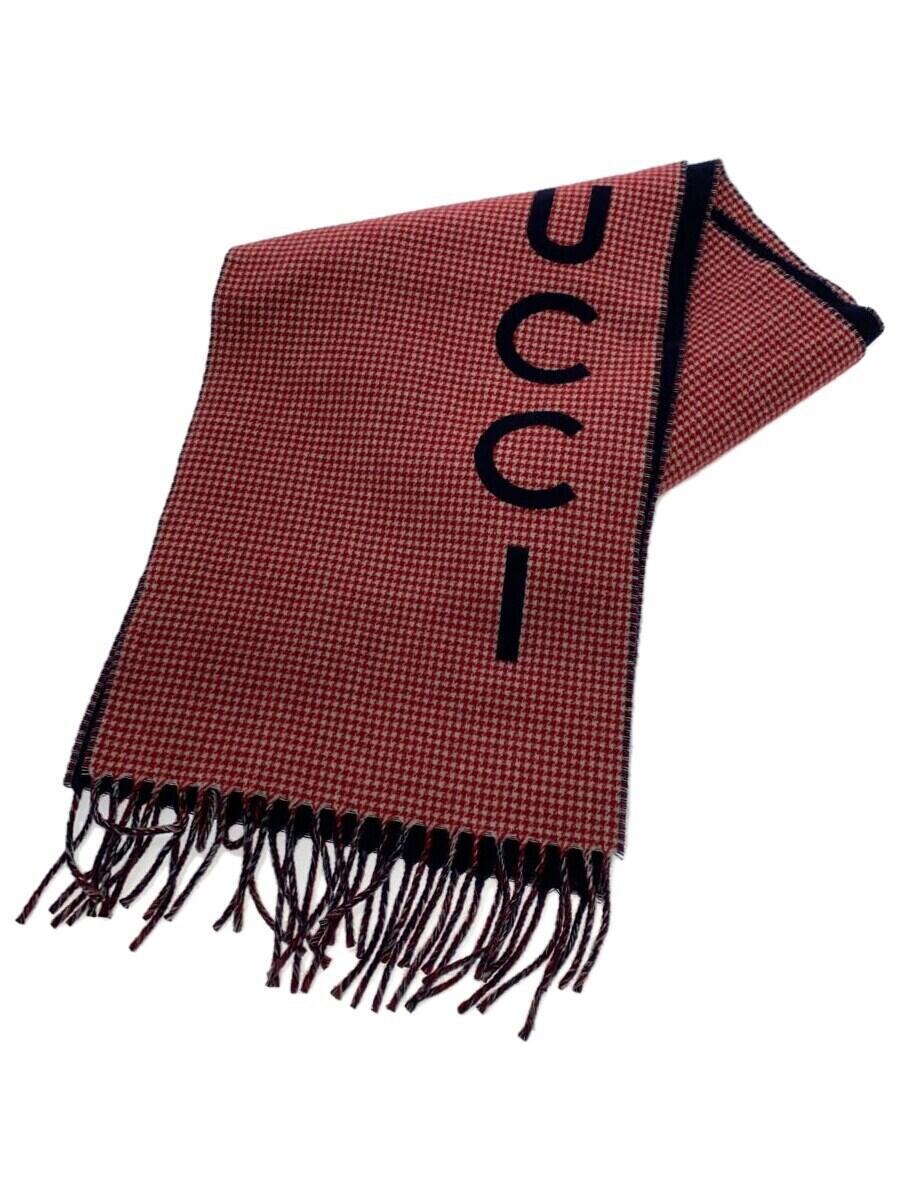 【中古】GUCCI◆えり巻き/羊毛/RED/チドリ透かし彫り/レディース/764268【服飾雑貨他】