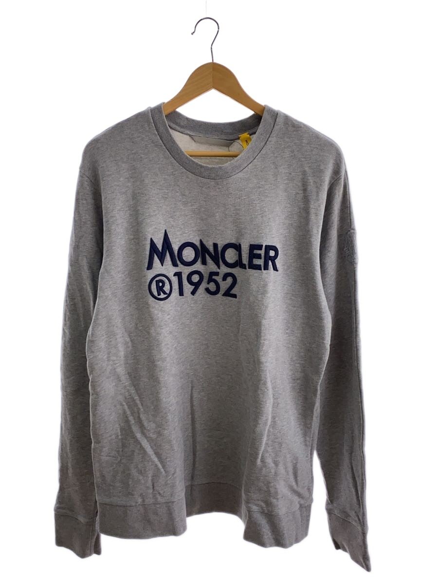 【中古】MONCLER◆汗水/2/綿織物/GRY/G20928G00014/向こう正面ロゴタイプ分け取り毛羽立ち有【メンズウェア】
