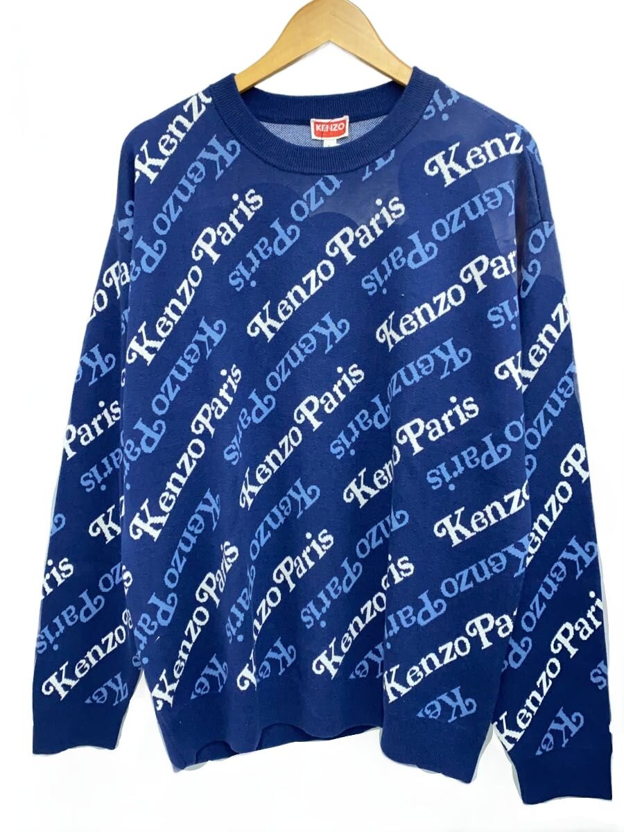 【中古】KENZO◆編み物・スウェーター(朦々たる)/XL/綿織物/BLU/FE55PU4573CB【メンズウェア】