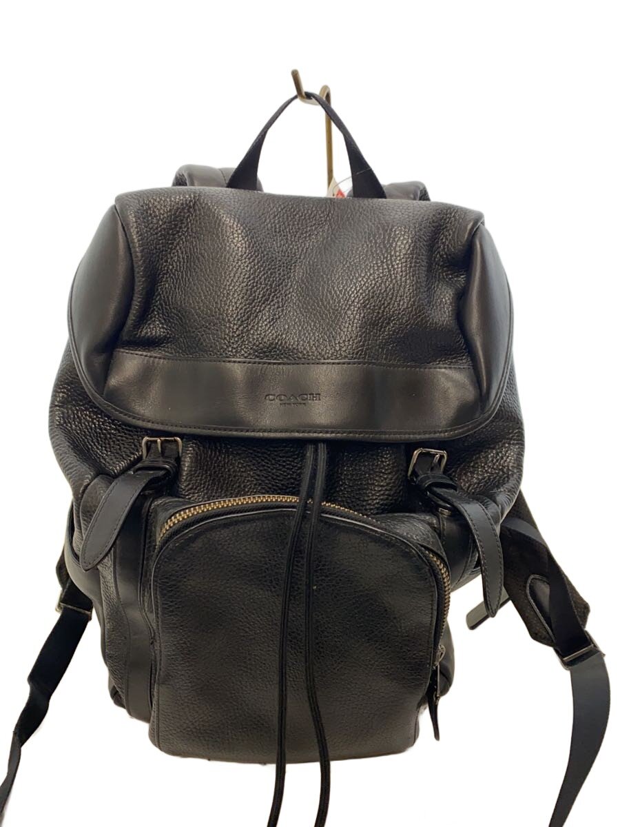 【中古】COACH◆背嚢/なめし革/BLK/無地【御徒面子】