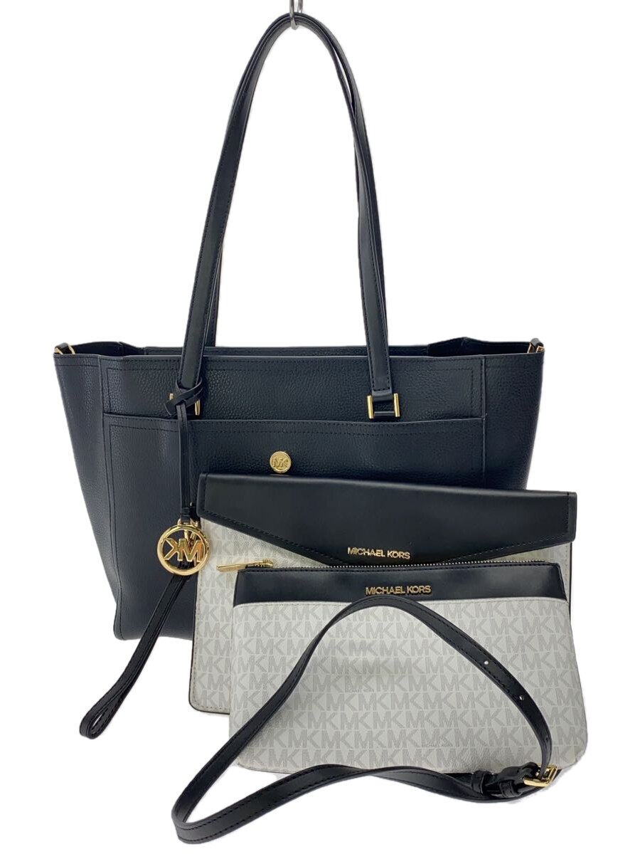 【中古】MICHAEL KORS◆トートバッグ/なめし革/BLK/無地/35t1g5mt7t【御徒面子】