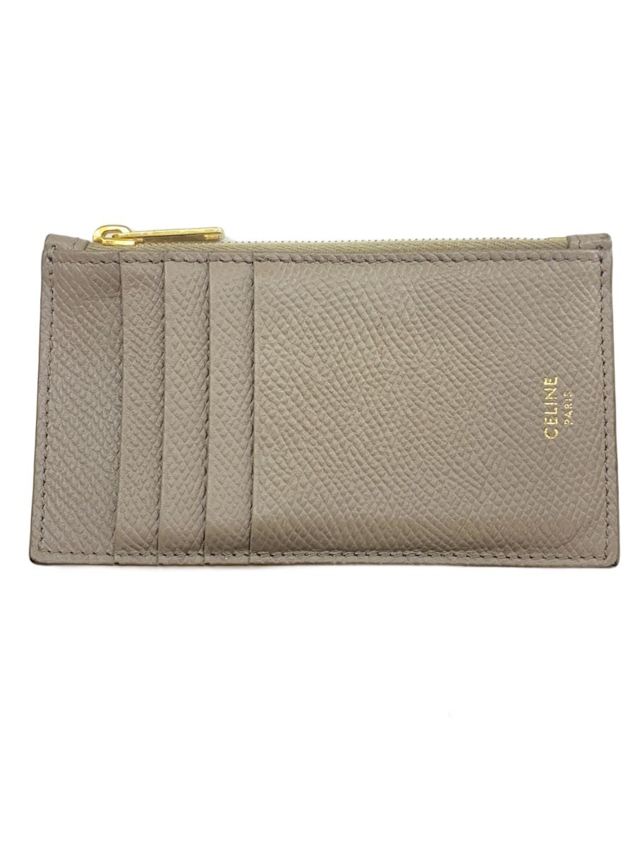 【中古】CELINE◆歌留多入れもの/なめし革/KHK/レディース/コンパクトジップ 歌留多保持者/カーフスキン【服飾雑貨他】
