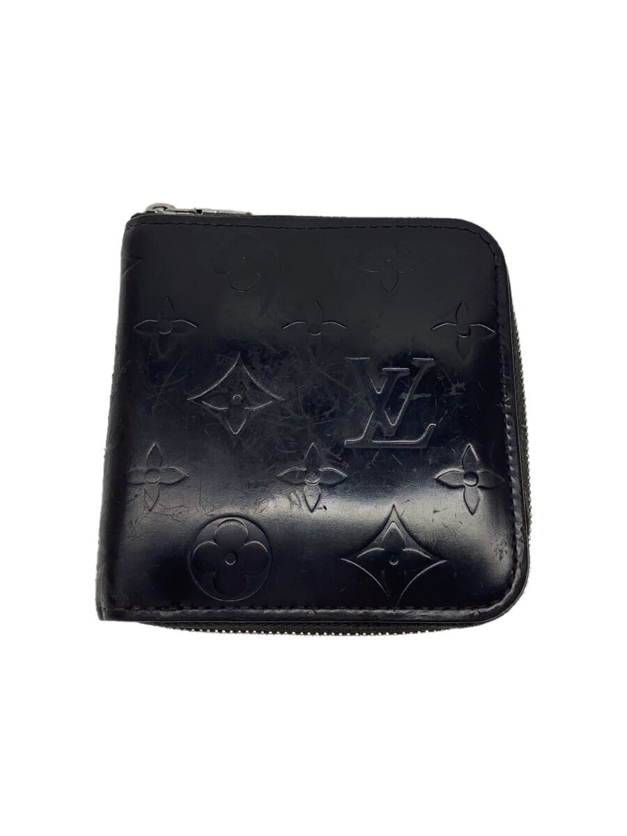 【中古】LOUIS VUITTON◆ポルト・ビエ・モネ・ジップ_モノグラム・グラセ_BLK/レザー/BLK/メンズ【服飾雑貨他】