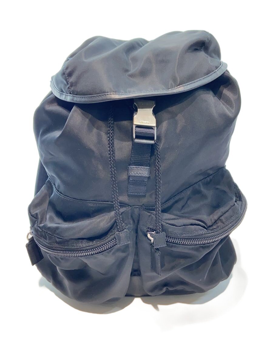 【中古】PRADA◆背嚢/ナイロン/BLK/無地/V164 TESSUTO【御徒面子】