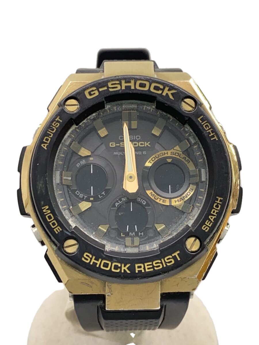 【中古】CASIO◆ソーラーウオッチ・G-SHOCK/デジアナ/天然ゴム/GLD【服飾雑貨他】