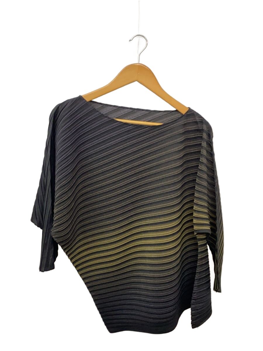 【中古】ISSEY MIYAKE◆７分袖カットソー/2/ポリエステル/BLK/IM61JK128【レディース御召しもの】