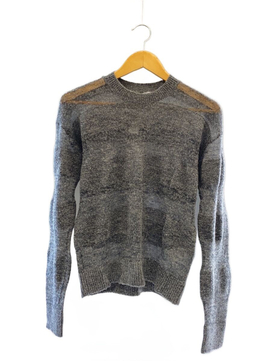 【中古】MADISONBLUE◆DAMAGED SEER KN BORDER S.MOHAIR/編み物・ティーシャツ(薄っぺら)/XS/モヘヤ/GRY【レディース御召しもの】