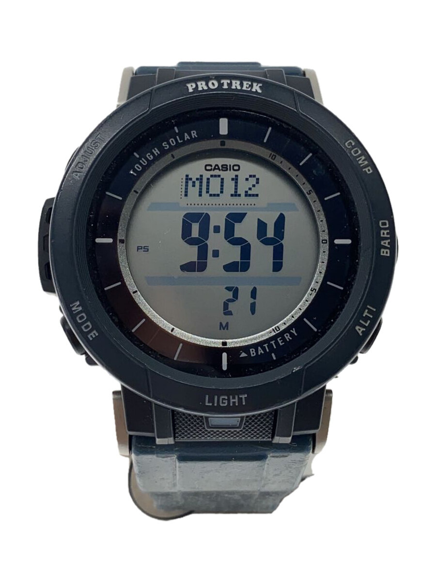 【中古】CASIO◆ソーラーウオッチ_PRO TREK/デジタル/GRY【服飾雑貨他】