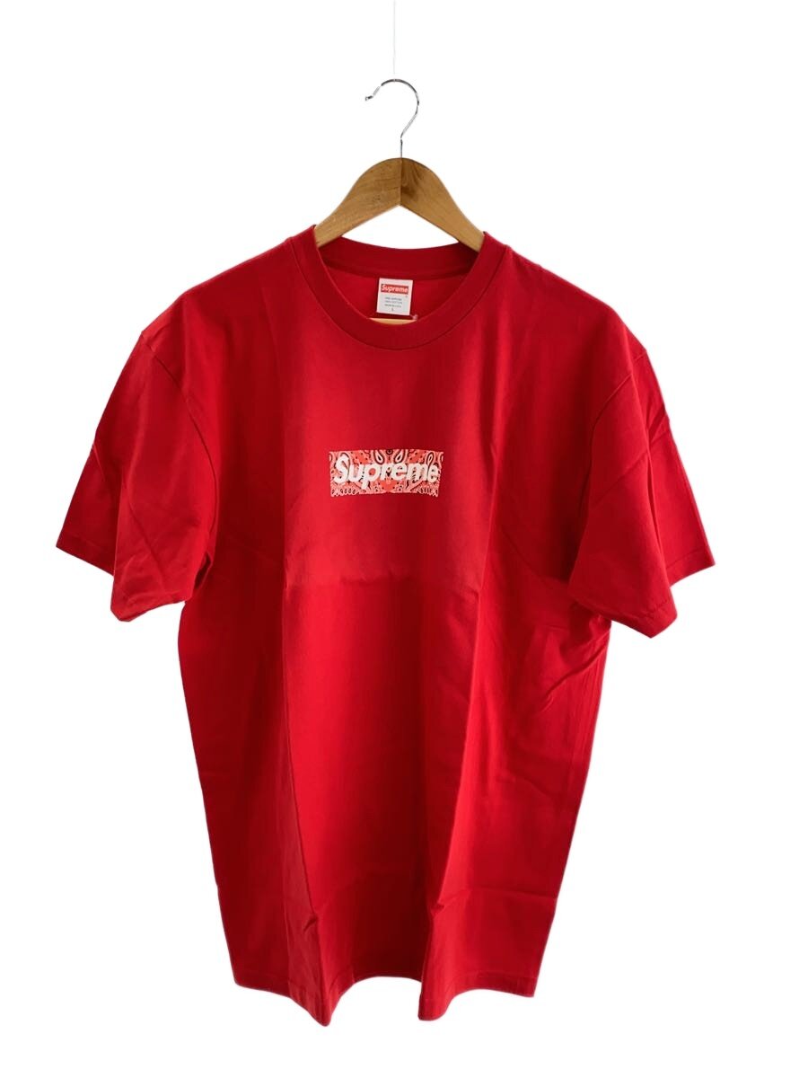【中古】Supreme◆19AW/Bandana Box Logo Tee/プルオーバー/L/綿織物/RED/ペーズリー//【メンズウェア】