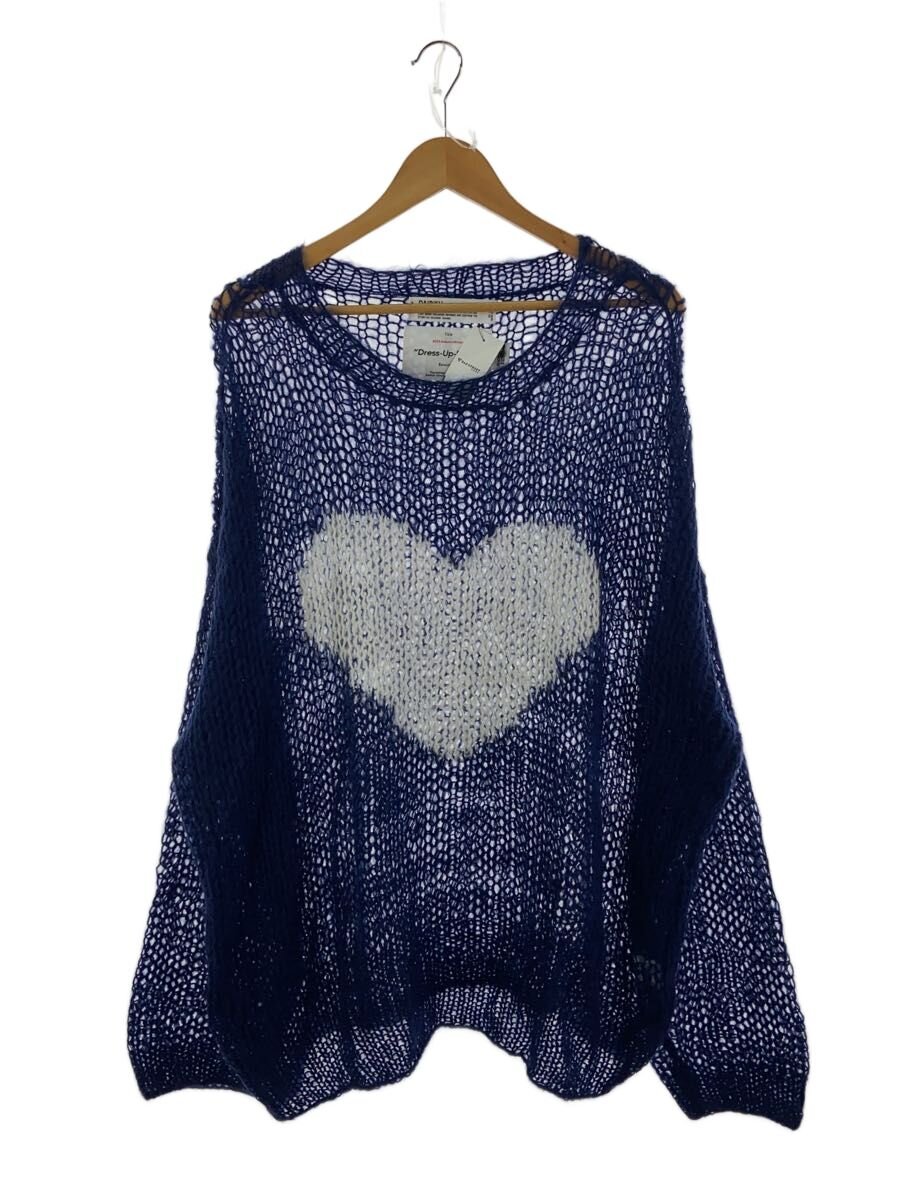 【中古】DAIRIKU◆MOHAIR KNIT PULLOVER/モヘヤ編み物/M/ハート型/ナイロン/NVY/23AW K-7【メンズウェア】