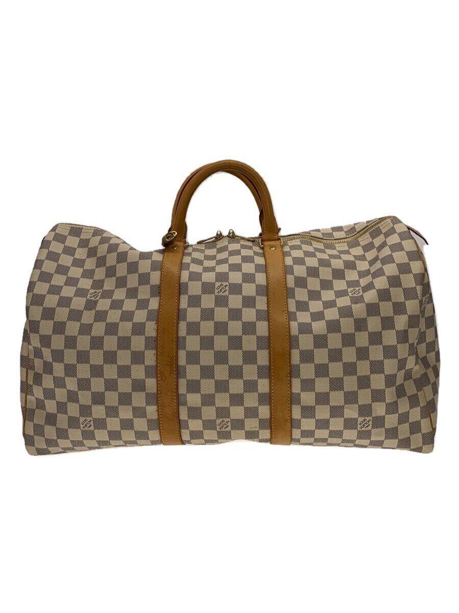 【中古】LOUIS VUITTON◆ボストンバッグ/なめし革/WHT/総柄/n41430【御徒面子】