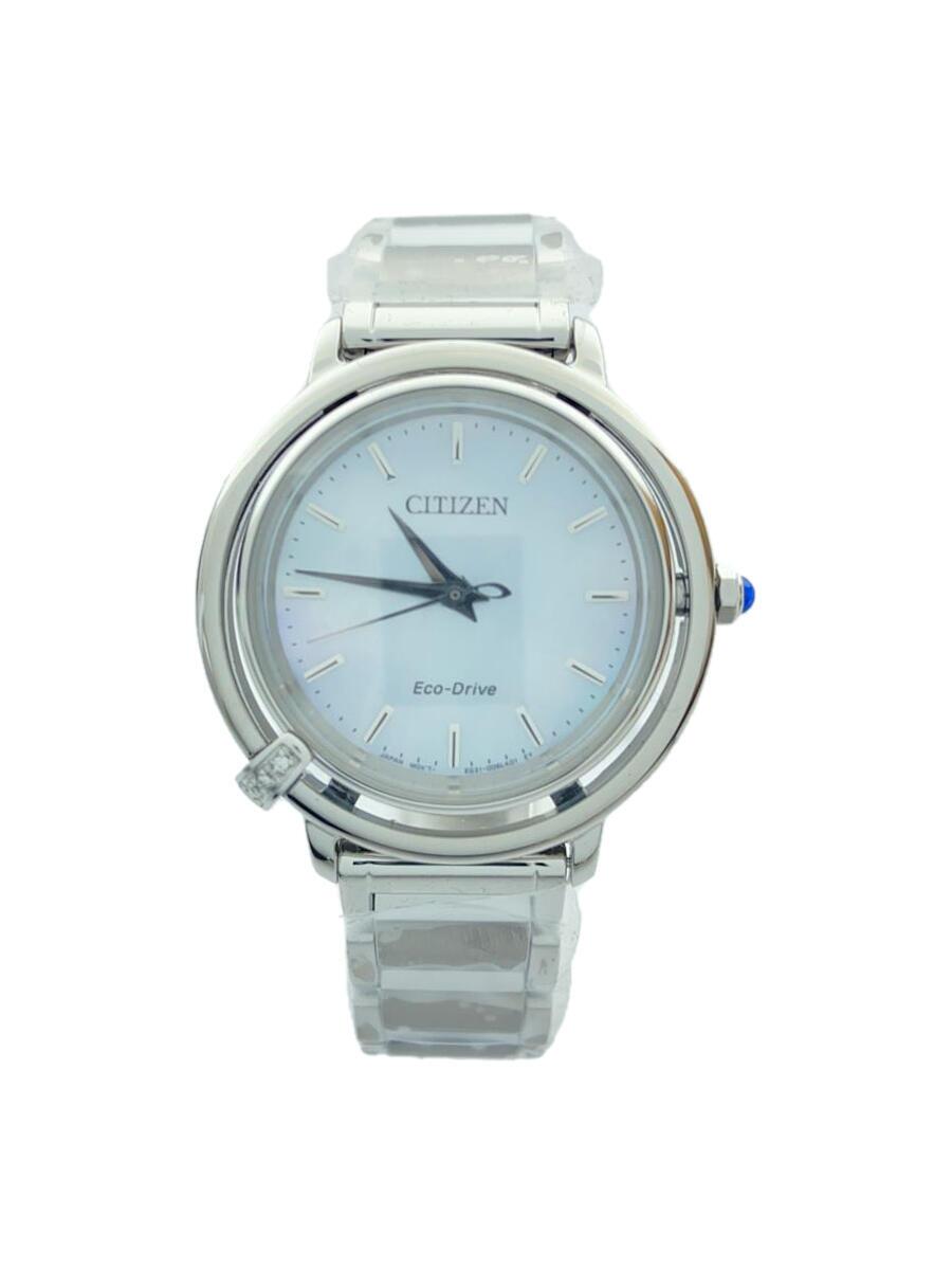 【中古】CITIZEN◆ソーラーウオッチ/アナログ/ステンレス鋼/WHT/SLV/SS/EM1090-60D【服飾雑貨他】