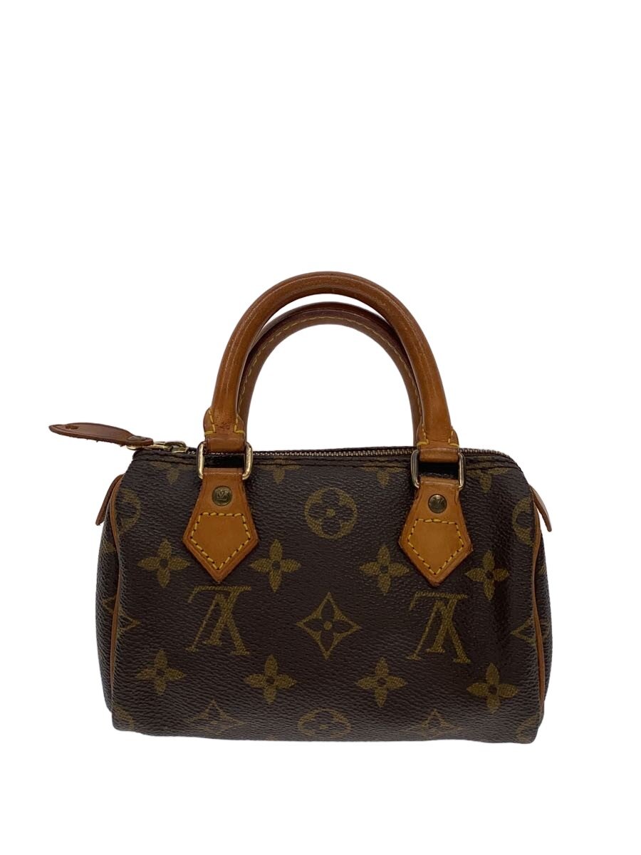 【中古】LOUIS VUITTON◆ナノ・スピーディ_モノグラム・帆布/なめし革/BRW/総柄【御徒面子】
