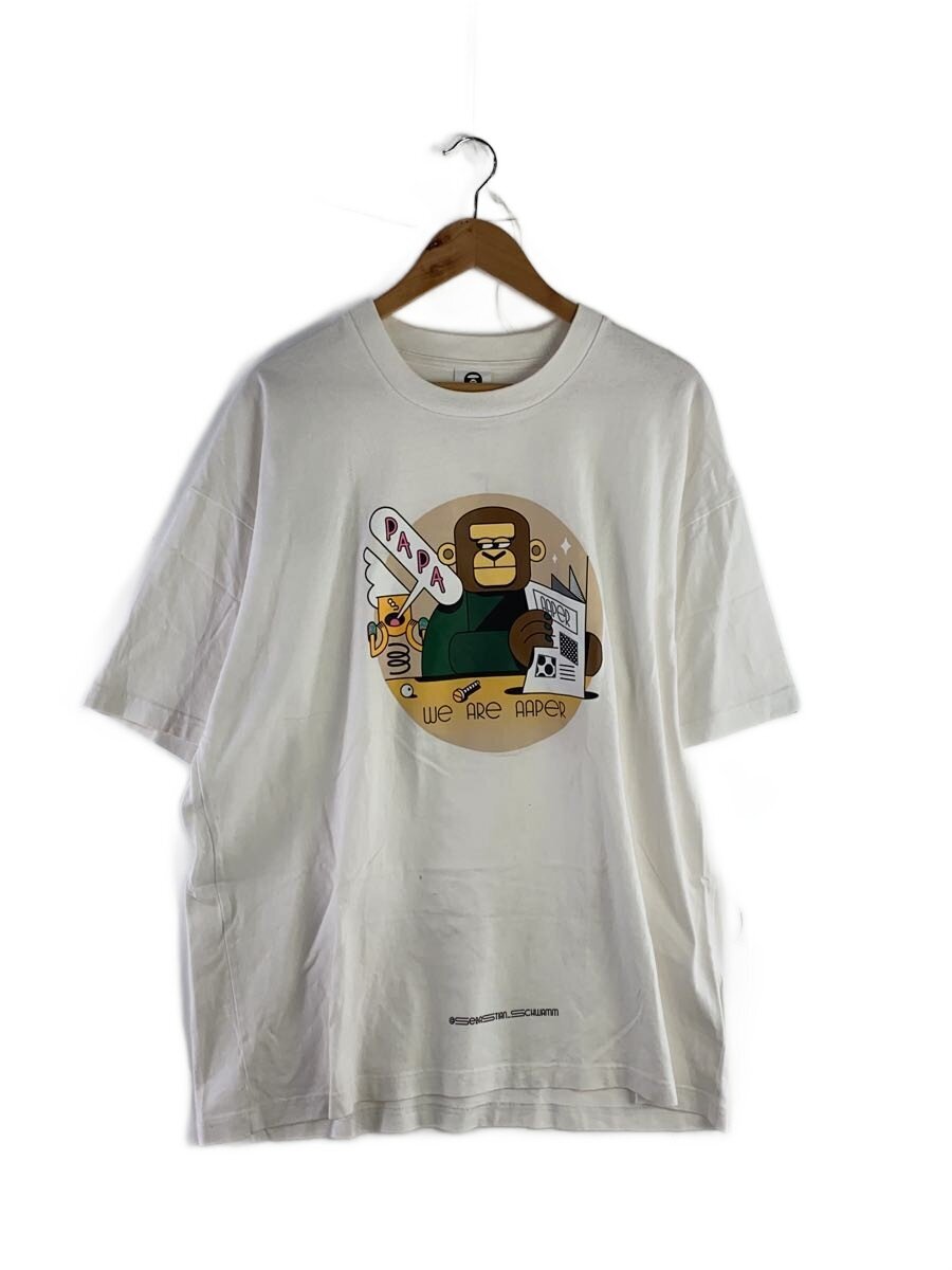 【中古】AAPE BY A BATHING APE◆Sebastian Schwamm Papa T-Shirt/XXL/綿織物/WHT/AAPTEM9609XXI【メンズウェア】