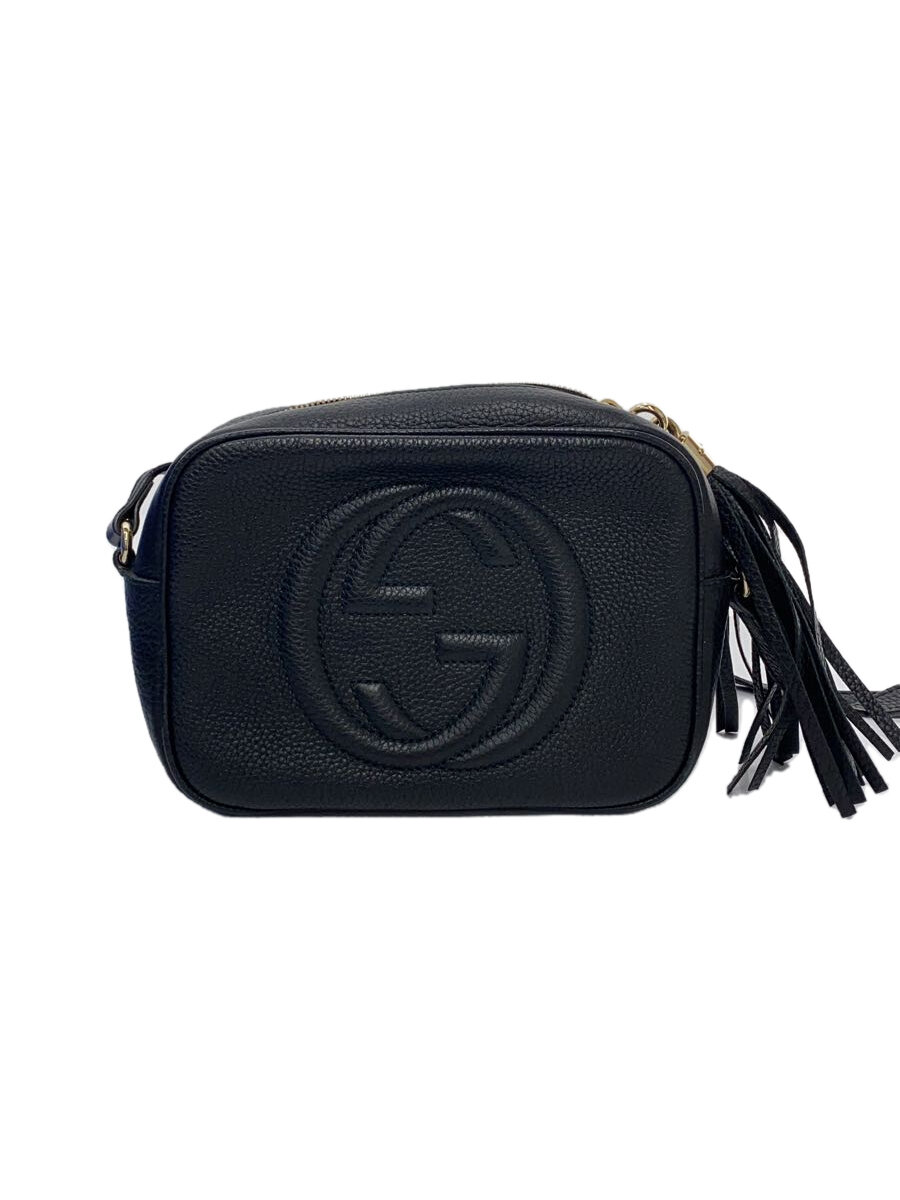 【中古】GUCCI◆スモール・ディスコティック御徒面子_ソーホー/なめし革/黒いこと/黒/ショルダーバッグ///【御徒面子】