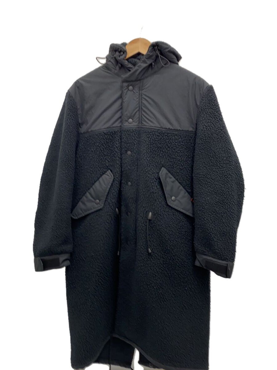【中古】COMME des GARCONS HOMME◆21AW/AD2021/ポーラテックボアフリースモッズコート /XS/ポリエステル/BLK/HH-C006//【メンズウェア】
