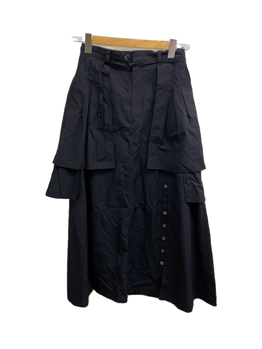 【中古】EZUMi◆ロングスコート/M/綿織物/BLK/無地【レディース御召しもの】