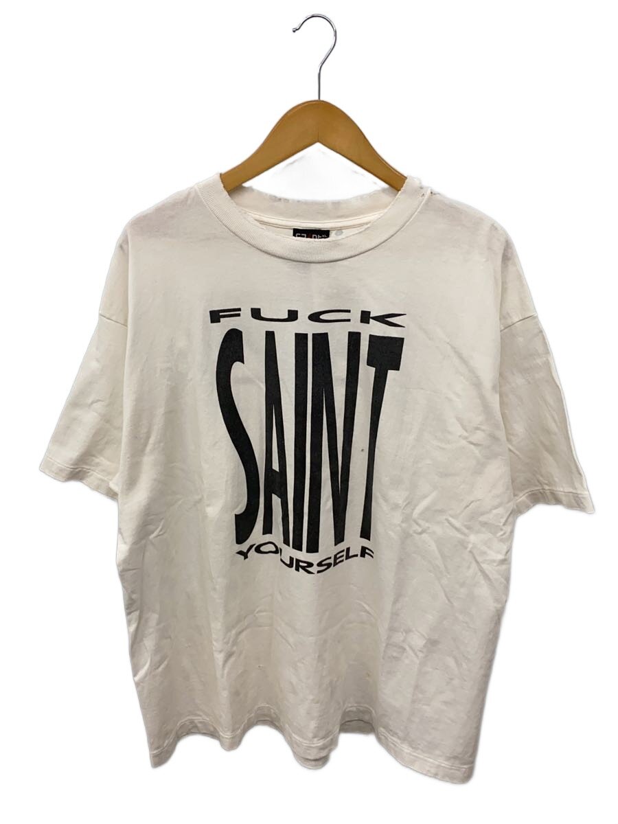 【中古】SAINT MICHAEL◆ティーシャツ/L/綿織物/WHT/無地/sm-hr8-0000-020【メンズウェア】