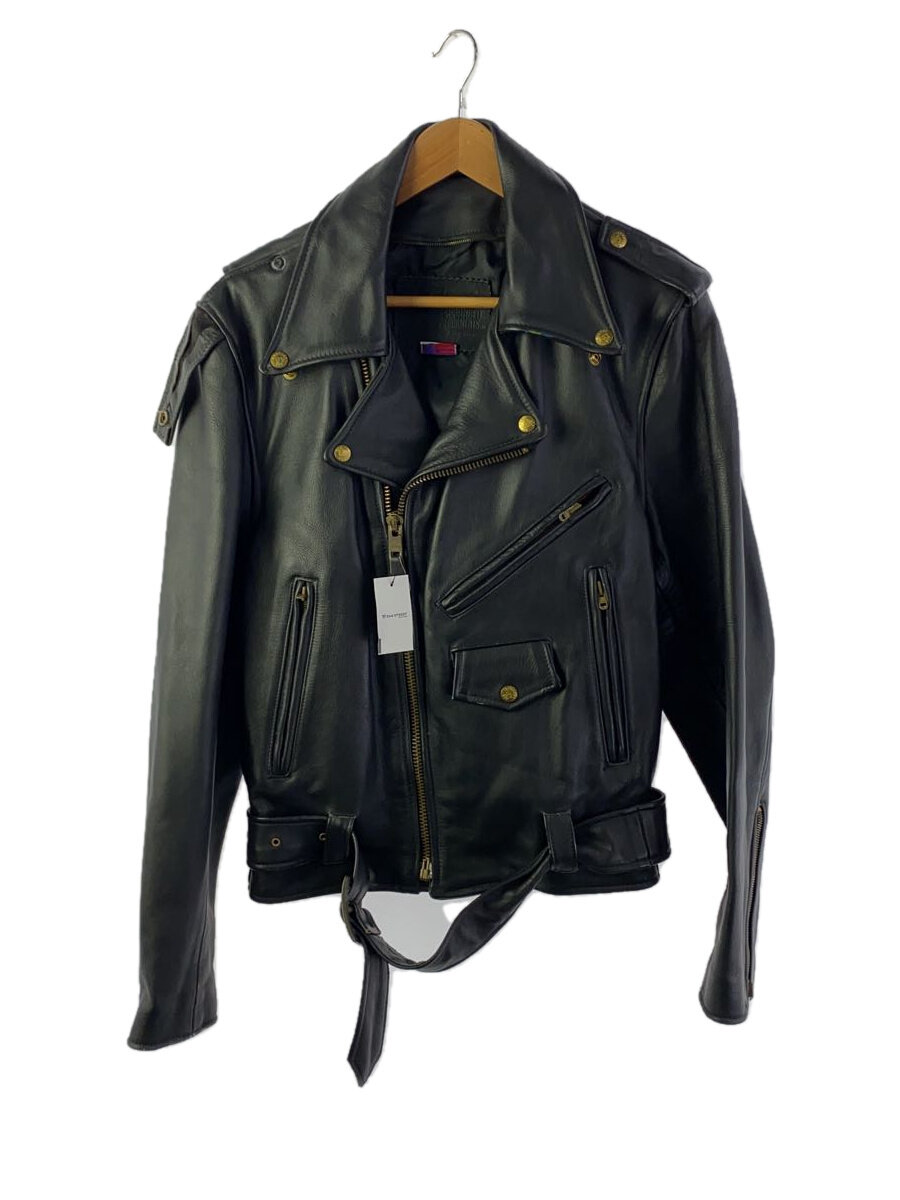 【中古】BRANDED GARMENTS◆ダブルライダースジャケット/38/レザー/BLK//【メンズウェア】|2nd STREET 店