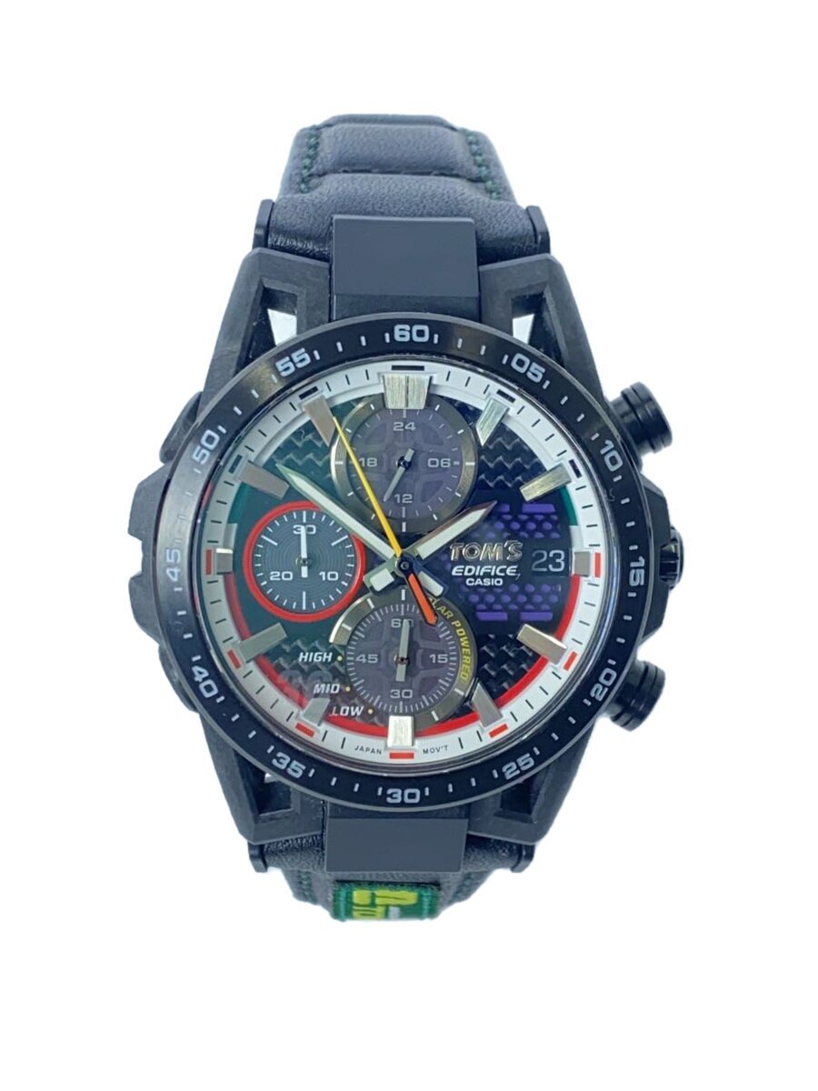 【中古】CASIO◆ソーラーウオッチ_EDIFICE/アナログ/BLK【服飾雑貨他】