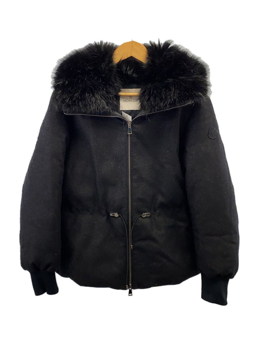 【中古】MONCLER◆23AW/コファー ラメ混羊毛 落ちこむ/落ちこむ上衣/2/羊毛/BLK/I20【レディースお召しもの】