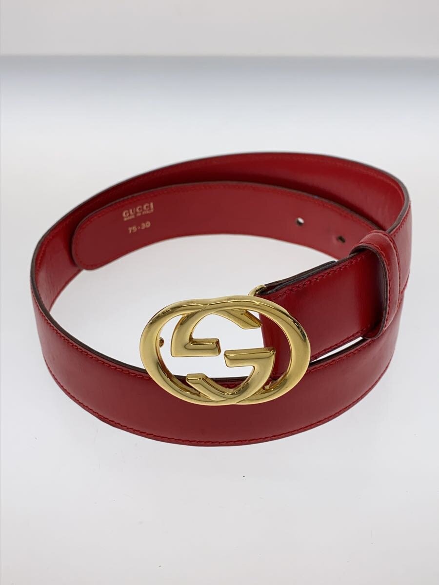 【中古】GUCCI◆インターロッキング/ベルト/75・30/RED/レディース【服飾雑貨他】｜2ｎｄ STREET 店