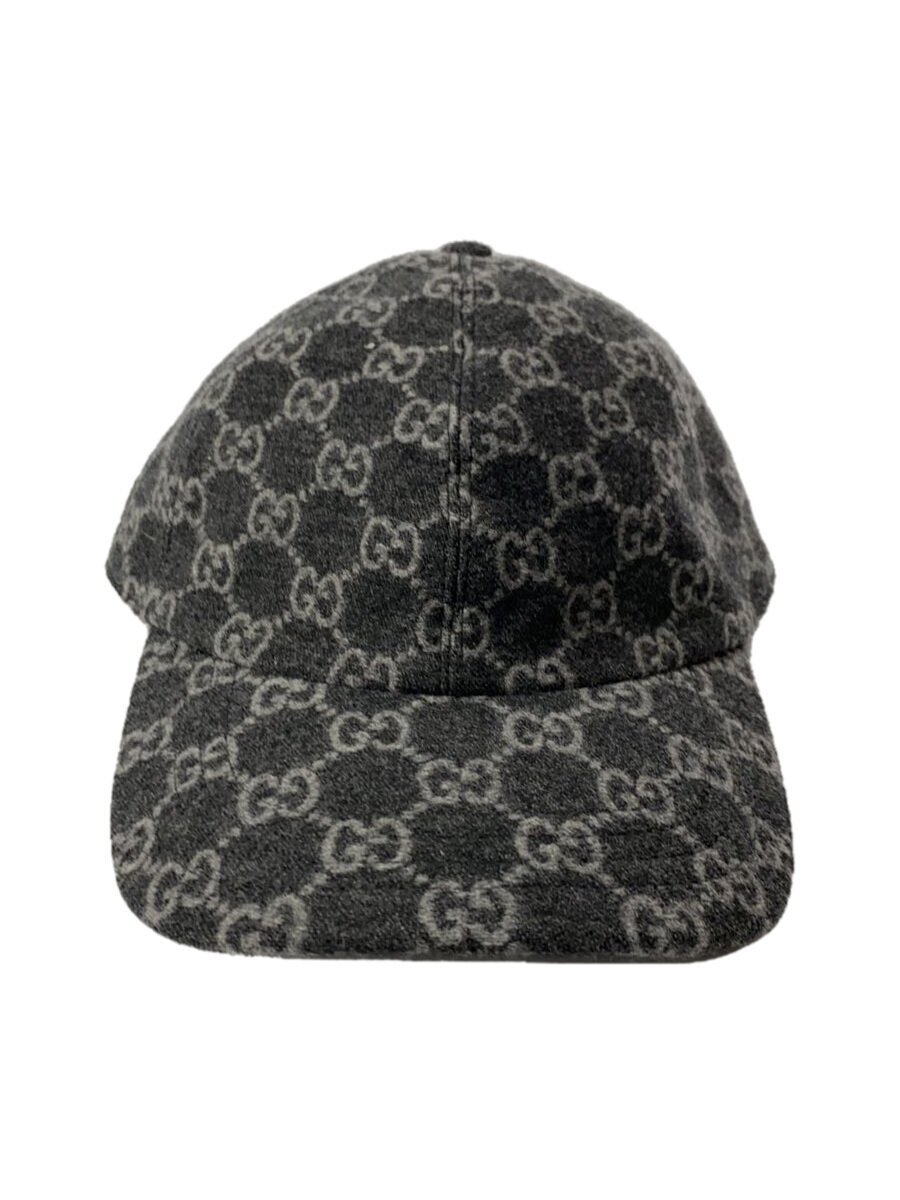 【中古】GUCCI◆綿ネル 野球旗がしら/FREE/羊毛/GRY/メンズ【服飾雑貨他】