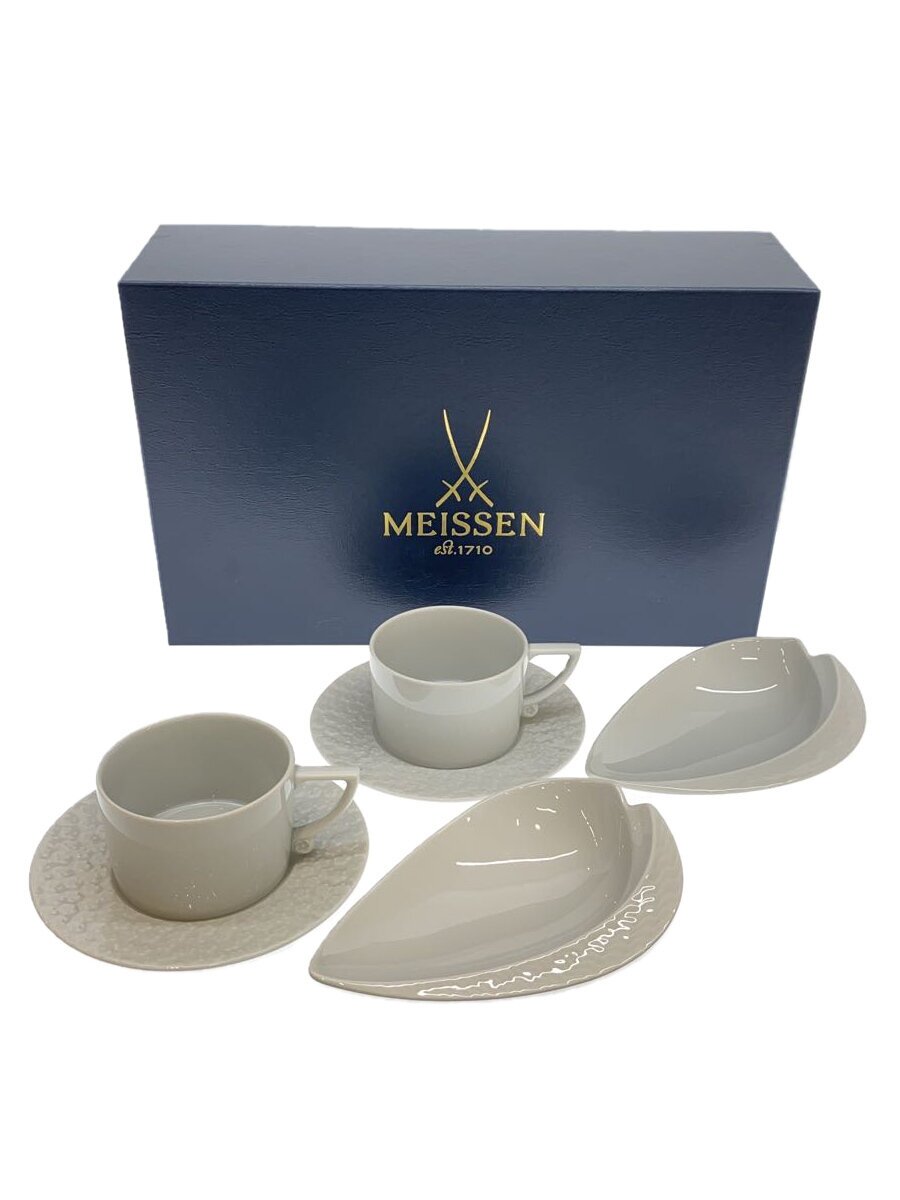 【中古】Meissen◆カップ&ソーサー/ロイヤルブロッサム/波の戯れ/6点セット/WHT【キッチン用品】